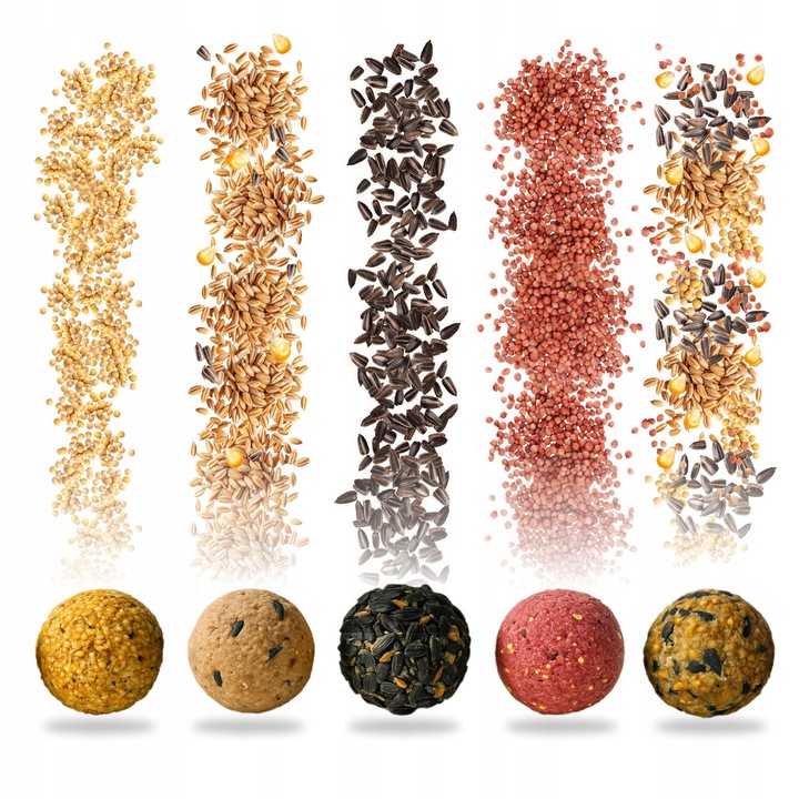 KULE TŁUSZCZOWE DLA PTAKÓW PREMIUM KOLOROWE KARMA ZE SŁONECZNIK 50