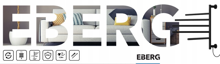 Grzejnik łazienkowy elektryczny EBERG ruchome ramiona 80W ścienny