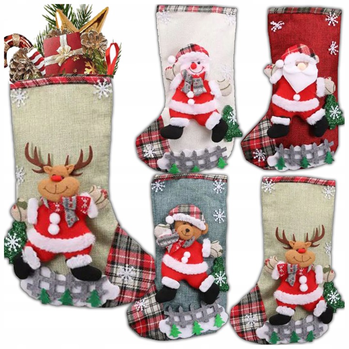 4X SKARPETA ŚWIĄTECZNA NA PREZENT Duża Ozdobna NA KOMINEK Okno Dekoracyjna