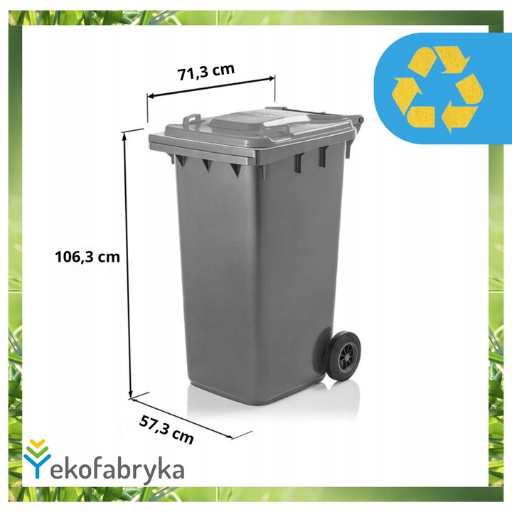 Pojemnik na śmieci 240l odpad ZMIESZANE Kosz WEBER Najwyższa Jakość CZARNY