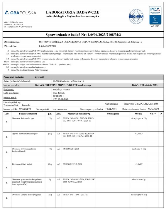 OstroVit Creatine Monohydrate 300 g KREATYNA