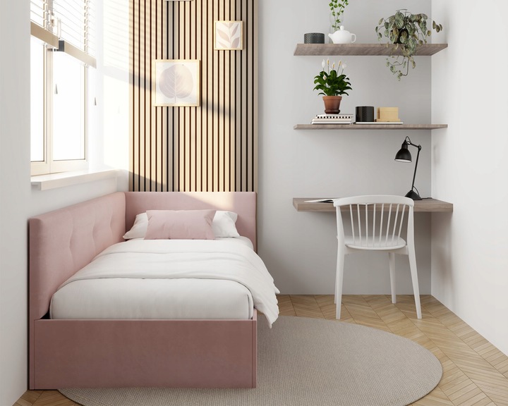 Łóżko młodzieżowe FREDDY z pojemnikiem podnoszonym 90x200 tapicerowane