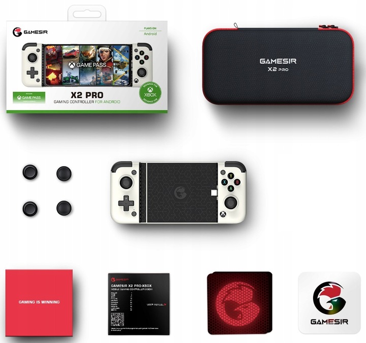 Kontroler mobilny GameSir X2 Pro Biały, wejście USB-C z uchwytem na telefon