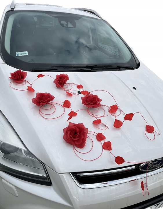 Dekoracja samochodu ozdoby na auto do ślubu płatki