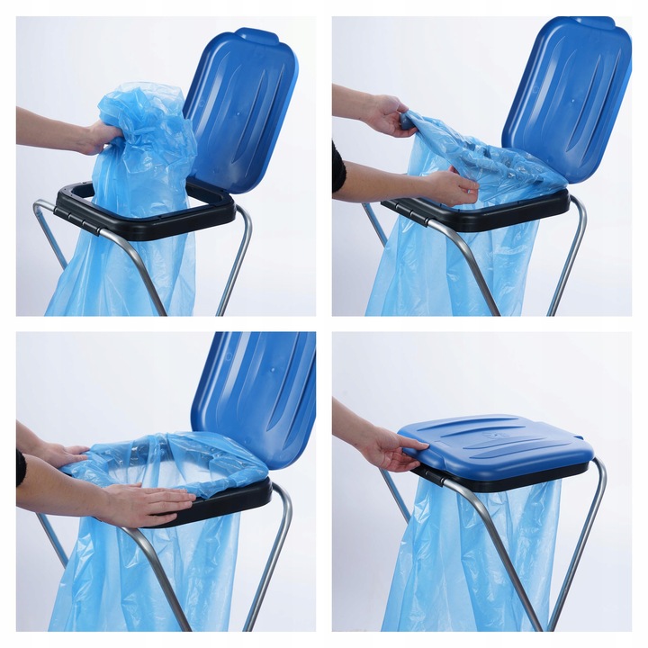 STOJAK KOSZ DO SEGREGACJI ŚMIECI 3 STANOWISKA KOSZ NA ŚMIECI STOJAK STELAŻ