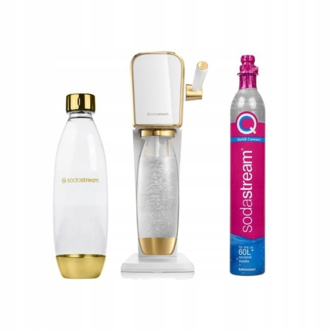 SodaStream Zestaw Saturator Art + butelka 1 L + nabój Biało-złoty