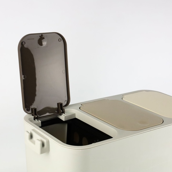 KOSZ DO SEGREGACJI ŚMIECI 3-KOMOROWY 27L SZARY POJEMNIK NA ODPADY