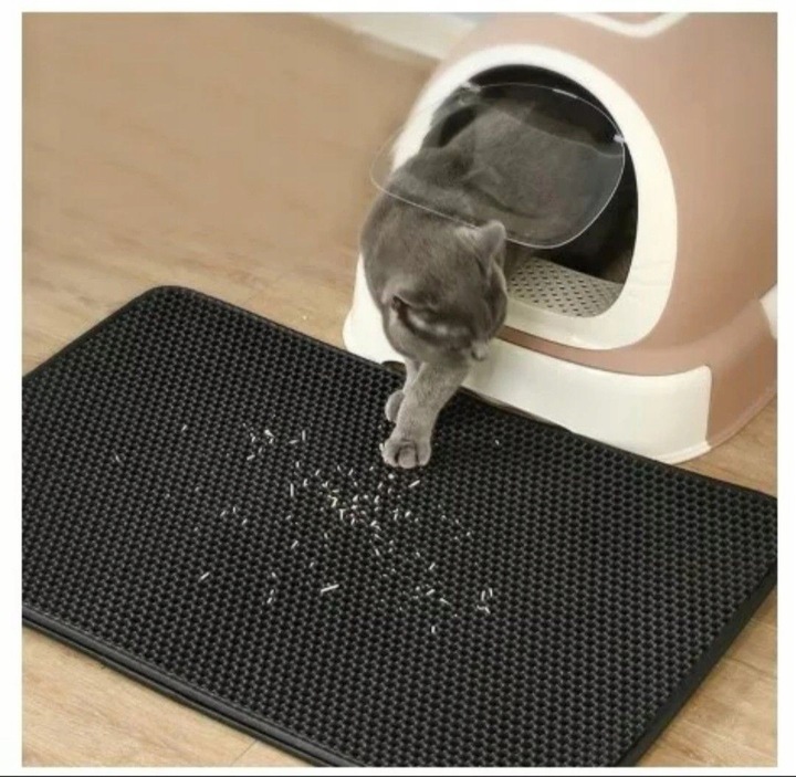 MATA WYCIERACZKA POD KUWETĘ DLA KOTA NA ŻWIREK XXL PODKŁADKA CZARNA 60x45