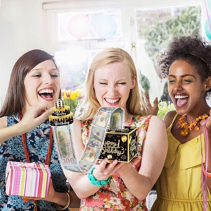 PUDEŁKO URODZINOWE DO WYCIĄGANIA PIENIĘDZY URODZINY PREZENT NIESPODZIANKA