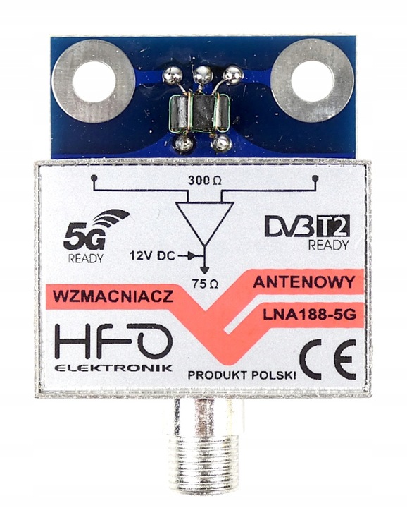 Wzmacniacz antenowy DVB-T2 dopuszkowy LNA-188 5G 30dB zasilanie 12V
