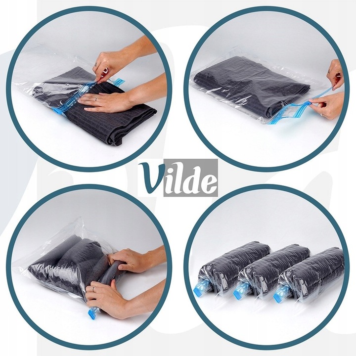 10x Worki PRÓŻNIOWE rolowane zwijane podróżne na ubrania odzież