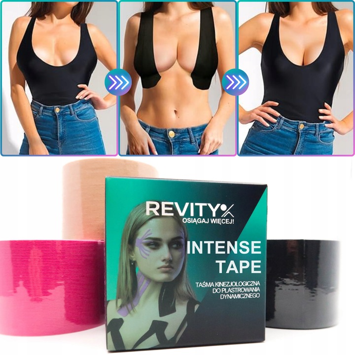 TAŚMA DO BIUSTU TAPINGU TWARZY 5m KINEZJOLOGICZNA KINESIO LIFT TAPE TEJPY