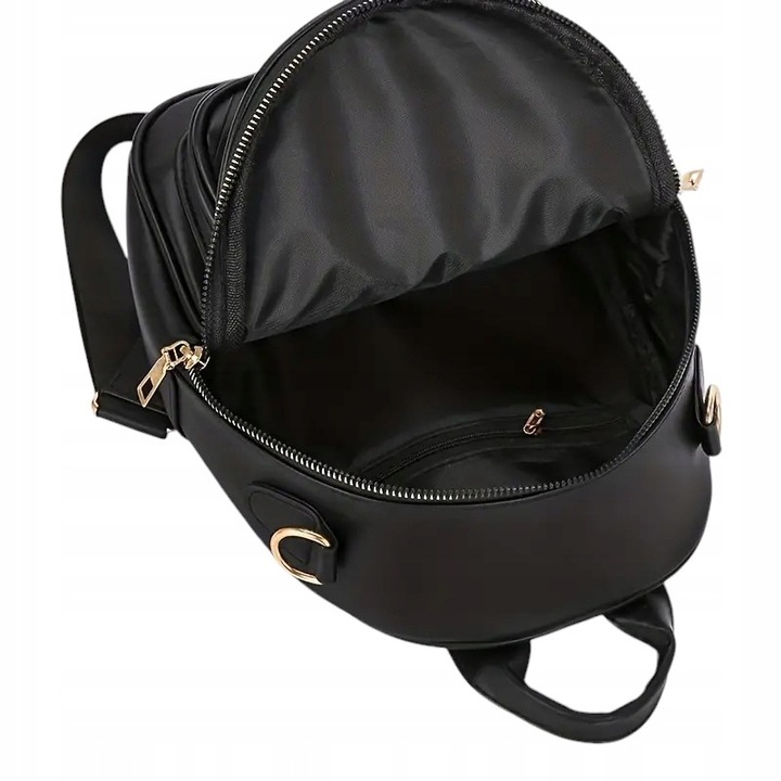 Plecak Torebka 2w1 Damski Eko Skóra Czarny Brelok Pompon Biały Prezent