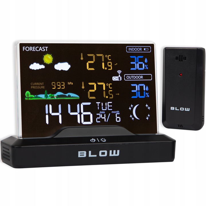 STACJA POGODY METEO BEZPRZEWODOWA POGODOWA TERMOMETR HIGROMETR