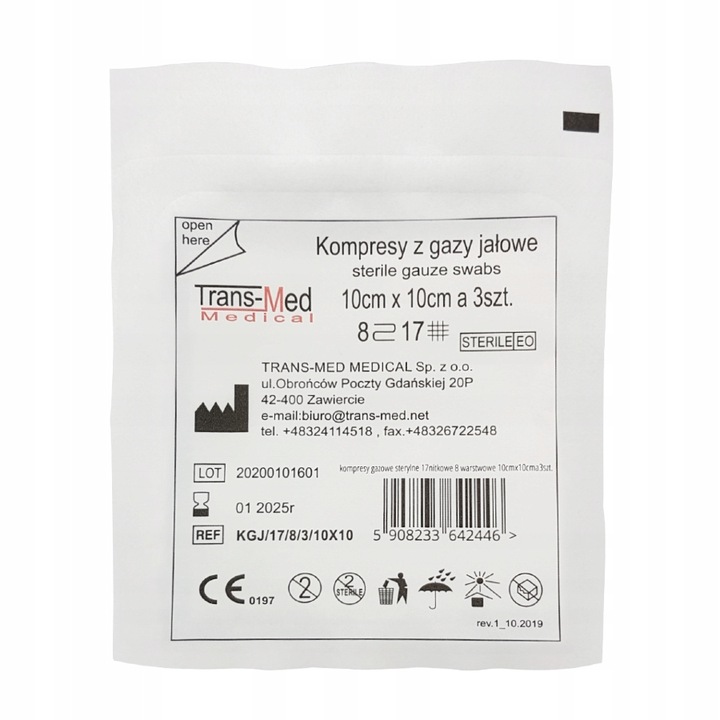 KOMPRESY JAŁOWE Z GAZY STERYLNE 10 x 10cm 150 szt.