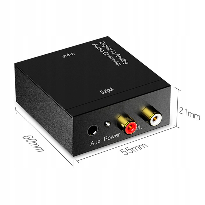 Optyczny Konwerter Coaxial Toslink/ SPDIF RCA 2x CINCH Cyfrowe na