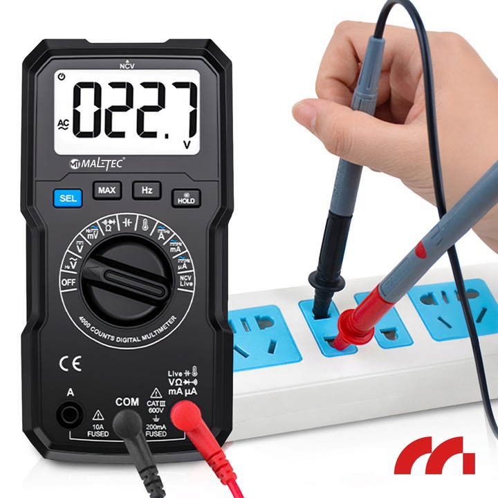 Multimetr Cyfrowy Miernik Prądu Elektryczny Tester LCD Zestaw Przewody