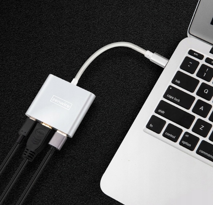 Adapter Przejściówka ZENWIRE 3w1 MHL HUB USB C HDMI 4K do MacBook Samsung
