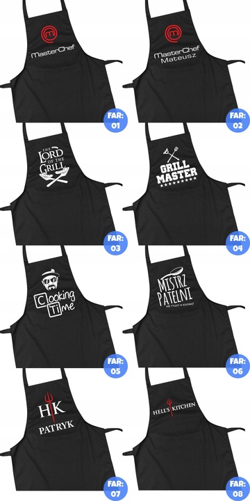 BAWEŁNIANY FARTUSZEK FARTUCH KUCHENNY Z NADRUKIEM PREZENT Z IMIENIEM WZORY