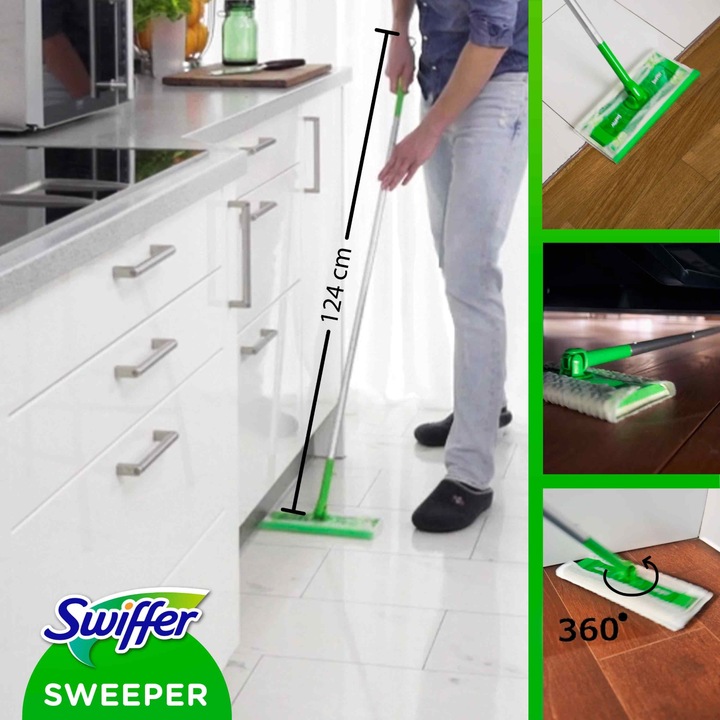 Swiffer Dry+Wet Kit Zestaw: mop, 8 suchych i 3 mokre chusteczki do kurzu