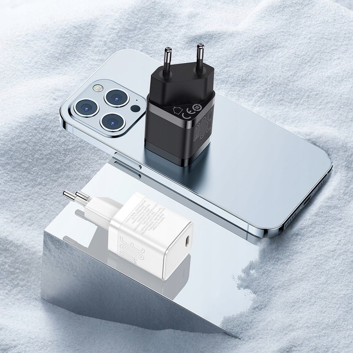 SZYBKA Ładowarka sieciowa zasilacz Baseus GaN3 USB-C typ-C PD 3A 30W