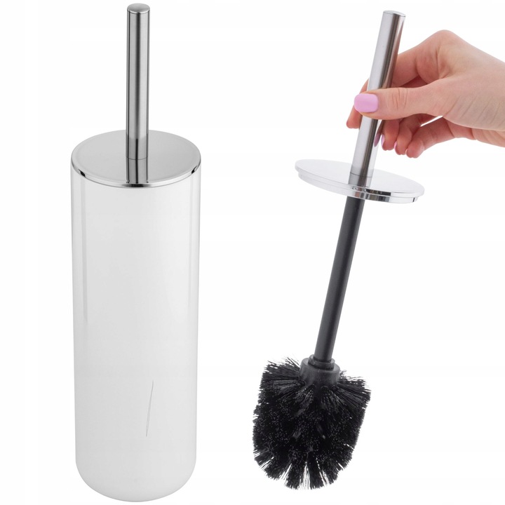 Szczotka do WC toalety biała łazienkowa toaletowa zamknięta chrom stojąca