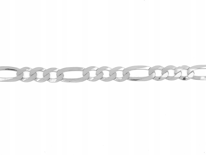 ŁAŃCUSZEK MĘSKI SREBRNY 925 SZEROKI MODNY PEŁNY FIGARO 8 MM + GRAWER GRATIS