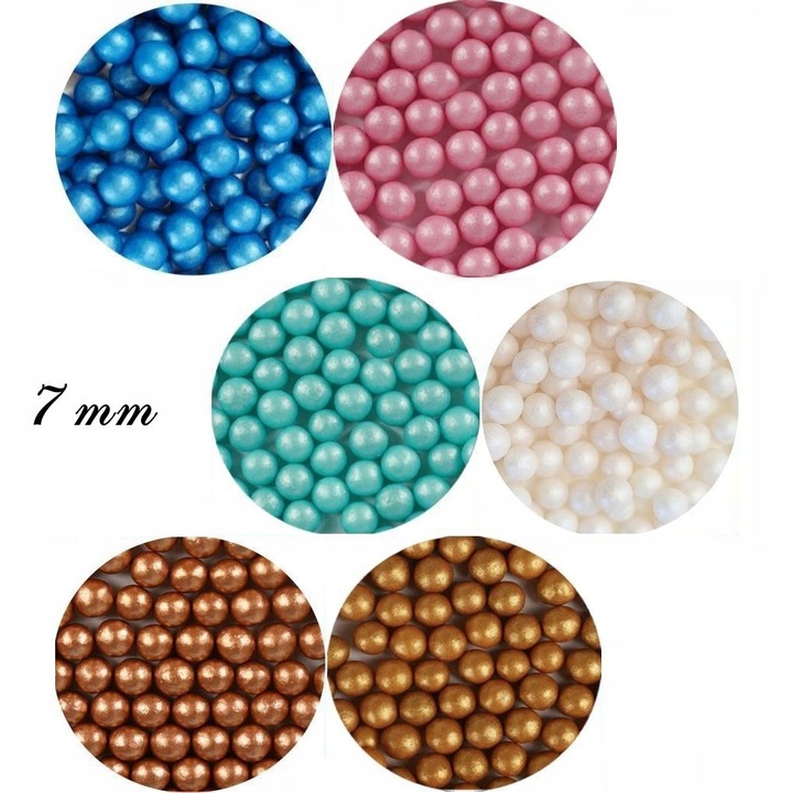 POSYPKA PERŁOWA PEREŁKI BŁYSZCZĄCE BIAŁE DUŻE 90g NA TORT KOMUNIĘ 1101