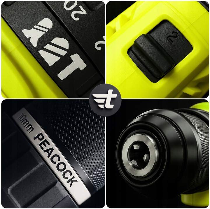 Wiertarko wkrętarka UDAROWA Bez szczotkowa aku 2x21V Li-ion tm030