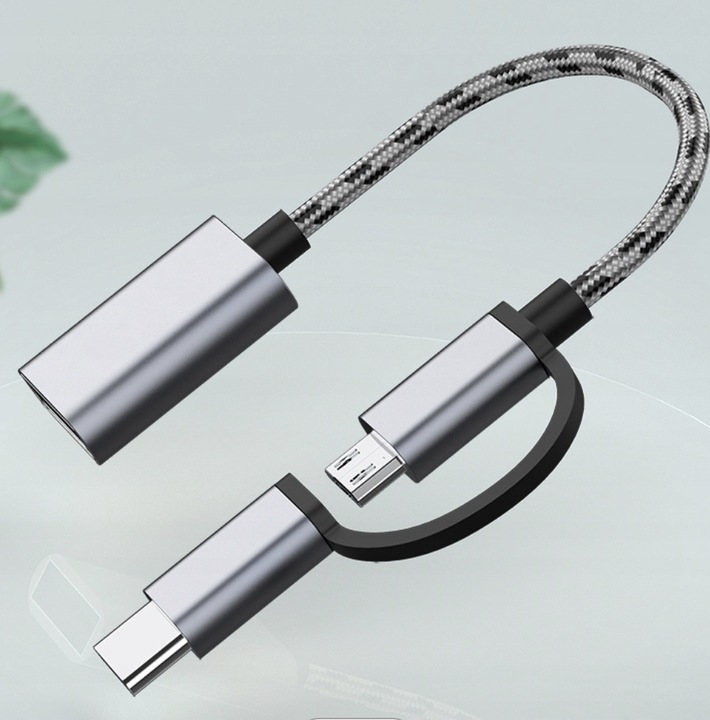 2 w 1 | Adapter | USB - A |--> USB-C |--> Micro - USB |