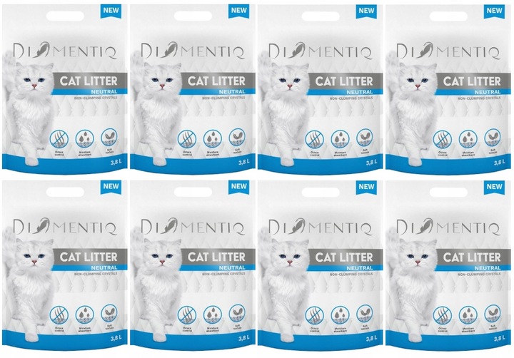 Żwirek dla kota silikonowy DIAMENTIQ Neutral 8x3,8l bezpyłowy WYDAJNY
