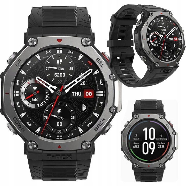 Smartwatch Amazfit T-Rex 3 Czarny Zegarek Bluetooth NFC Wi-Fi AMOLED