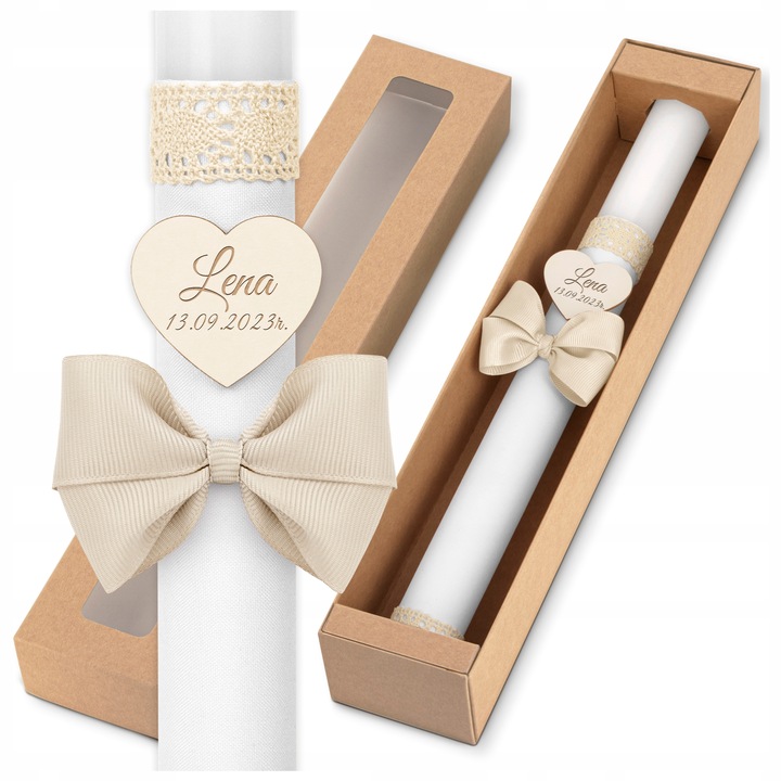 Świeca Komunijna + pudełko - Świeca do Komunii - Imienna Świeca na