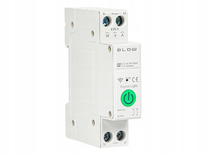 PRZEKAŹNIK WiFi Z POMIAREM PRĄDU MOCY NA SZYNĘ DIN TUYA SMART WIFI