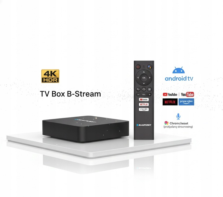 BLAUPUNKT ANDROID 12 TV SMART BOX ODTWARZACZ MULTIMEDIALNY 4K WIFI USB