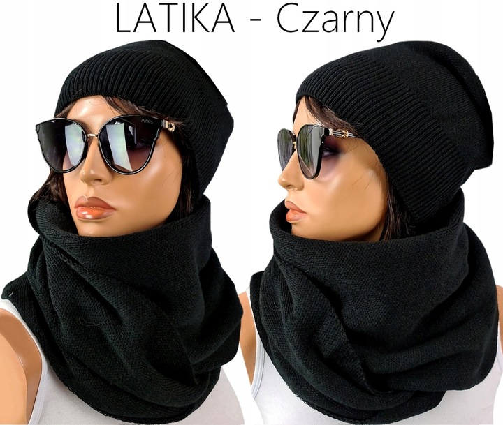 POLSKI KOMPLET CZAPKA + DUŻY KOMIN CIEPŁY - KOLORY