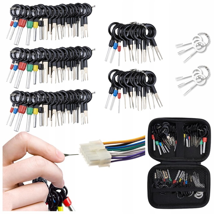 ZESTAW 100SZT KLUCZE WYJMAKI DO PINÓW KONEKTORÓW KOSTEK DEMONTAŻ