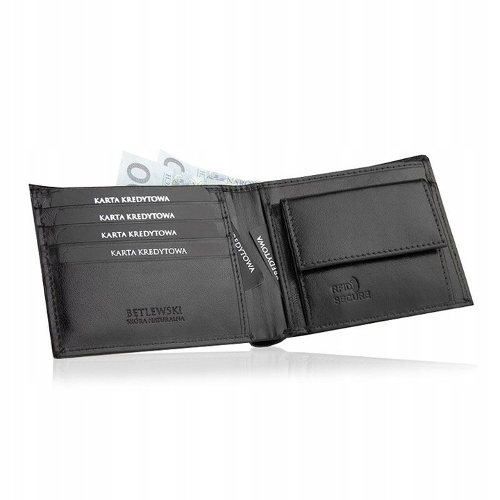 Skórzany portfel męski Betlewski RFID premium slim