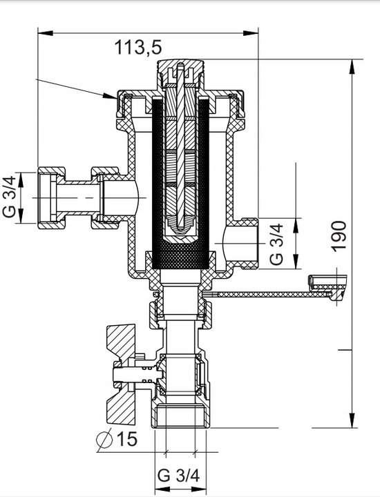 FILTR MAGNETYCZNY SEPARATOR ZANIECZYSZCZEŃ ODMULNIK 3/4" DN20 DUŻY MAGNES