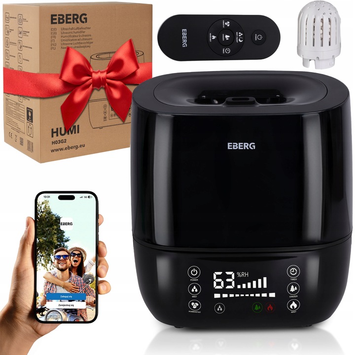Nawilżacz powietrza EBERG HUMI aromaterapia jonizacja pilot 5w1 WiFi