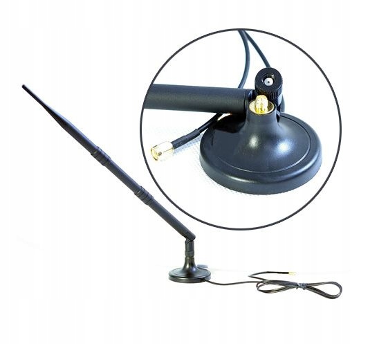 ANTENA 12dBi ROUTER LTE HUAWEI RP-SMA do kamery falownika DOOKÓLNA z kablem