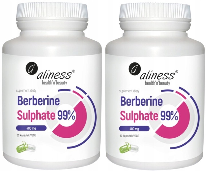 ALINESS Berberine Sulphate 99% 400mg ODCHUDZANIE SIARCZANY BERBERYNA 2x60 k