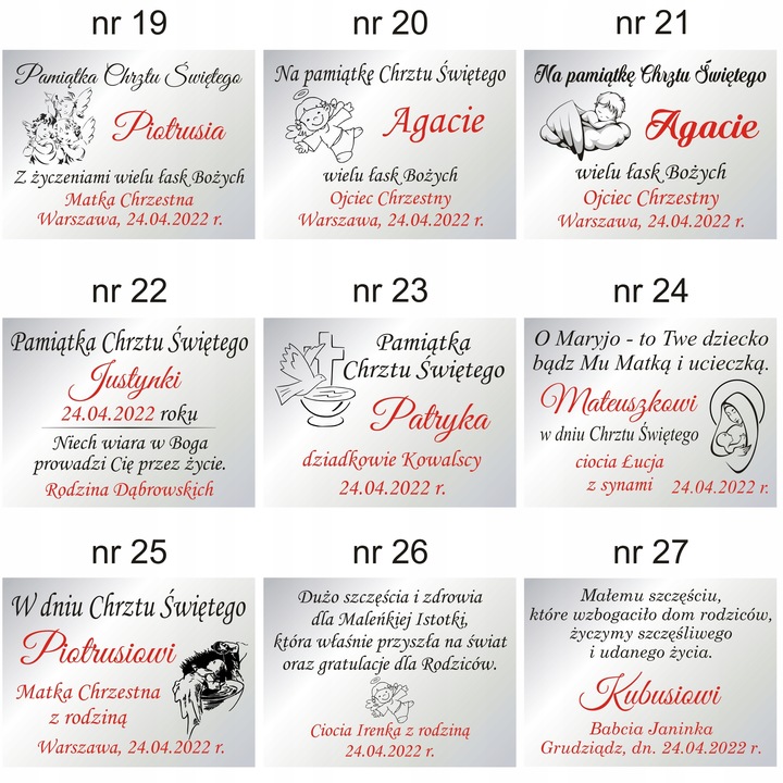 Obrazek Srebrny Pamiątka Chrztu Świętego Prezent na Chrzest + DEDYKACJA