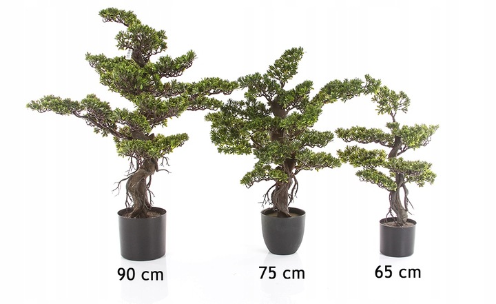 sztuczne drzewko BONSAI LARCH 48x35 modrzew w ceramicznej czarnej doniczce