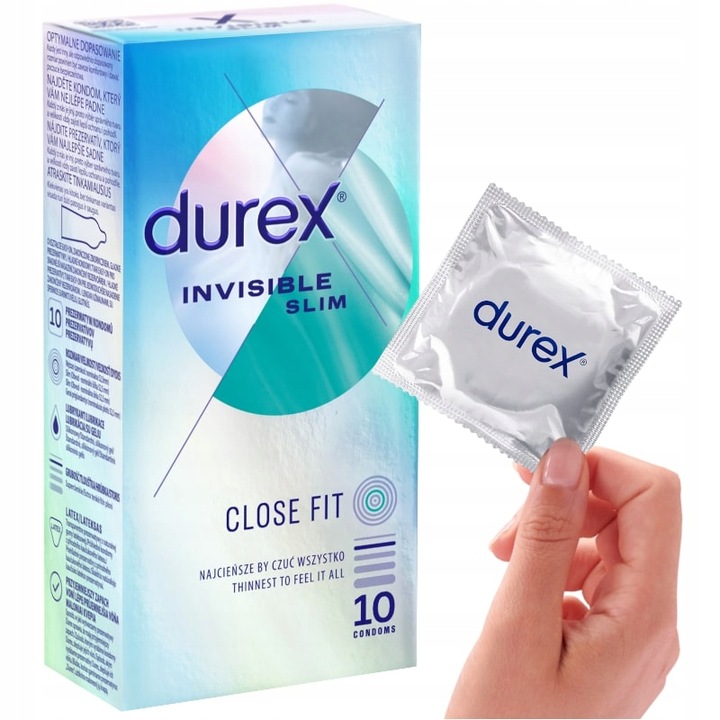 Prezerwatywy DUREX INVISIBLE CLOSE FIT cienkie ściśle dopasowane 10