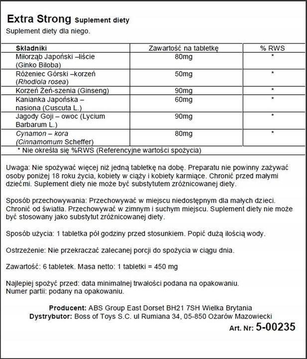 Suplement diety-Extra Strong 6 tabletek