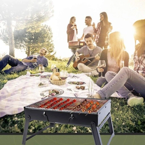 GRILL TURYSTYCZNY WĘGLOWY SKŁADANY PRZENOŚNY KEMPINGOWY WALIZKA BBQ