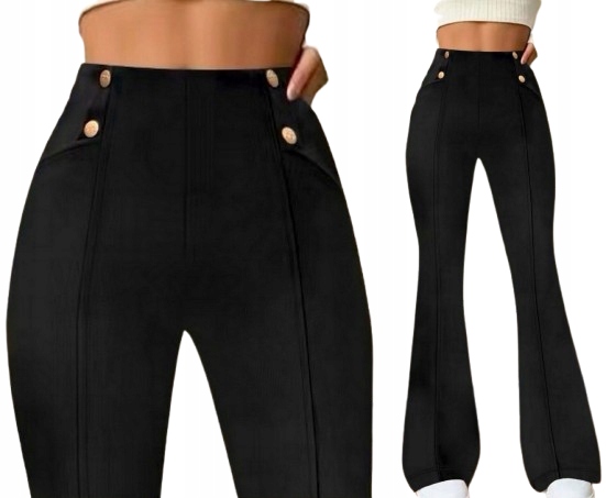 SPODNIE DZWONY PRĄŻEK SZEROKA NOGAWKA WYSOKI STAN XL/XXL