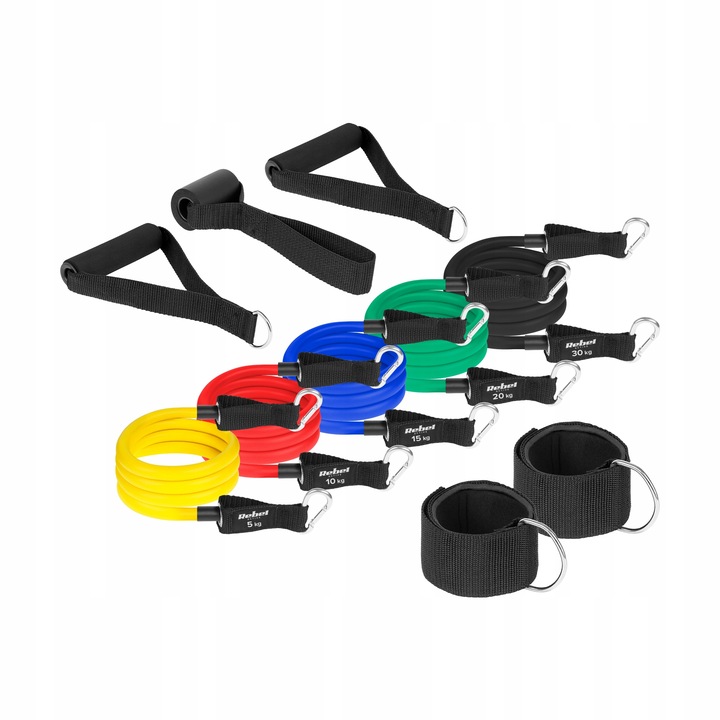 Gumy oporowe ekspandery zestaw do ćwiczeń rehabilitacji 80kg uchwyt