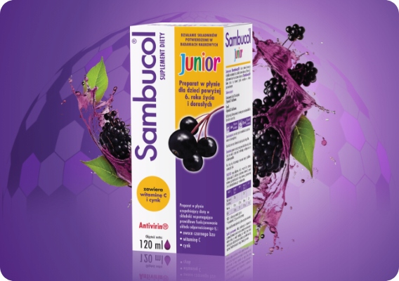 Sambucol Junior 6+ czarny bez, syrop na odporność 120 ml x2 + GRATIS